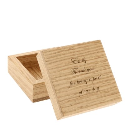 Personalised Solid Oak Trinket Box - Message