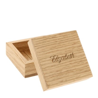Personalised Solid Oak Trinket Box - Name 