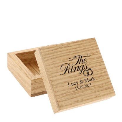Personalised Solid Oak Trinket Box - The Rings
