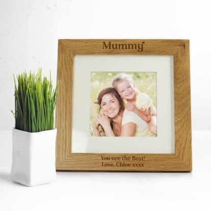 Personalised Square Oak Photo Frame - Mummy