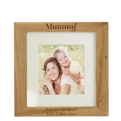 Personalised Square Oak Photo Frame - Mummy