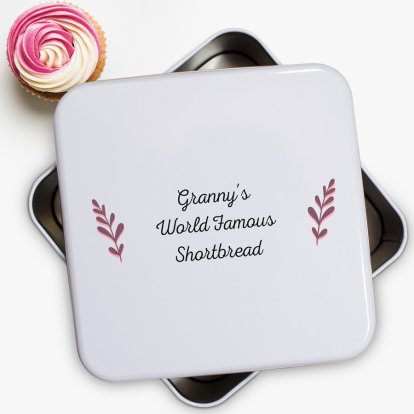 Personalised Square Pastle Floral Cake Tin