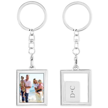 Personalised Square Photo Keyring - Heart and Initials