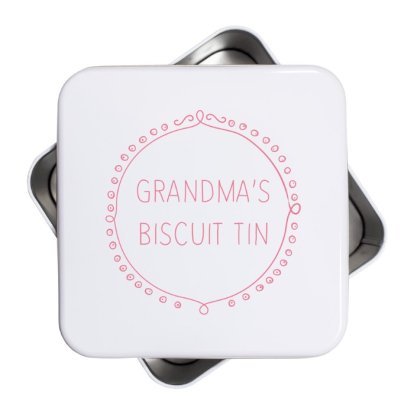 Personalised Square Pink Biscuit Tin