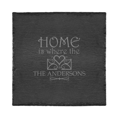 Personalised Square Slate Placemat - Home is where Heart is