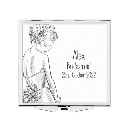 Personalised Square Wedding Compact Mirror
