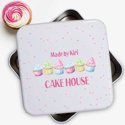 Personalised Square Yummy Cakes Tin