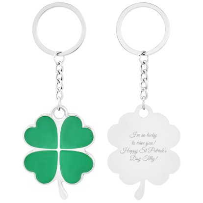 Personalised St Patrick's Day Clover Keyring