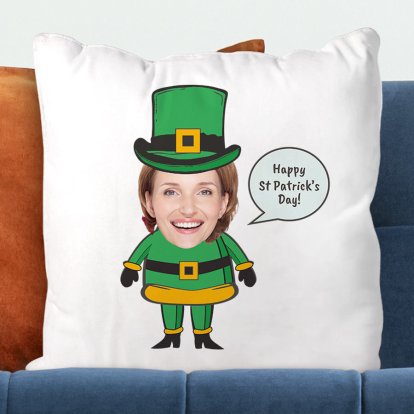Personalised St Patrick's Day Leprechaun Face Cushion