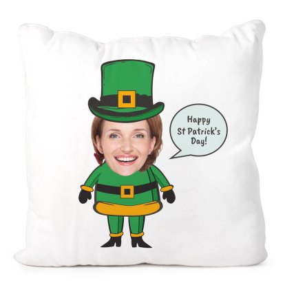 Personalised St Patrick's Day Leprechaun Face Cushion