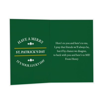 Personalised St Patrick's Day Message Card