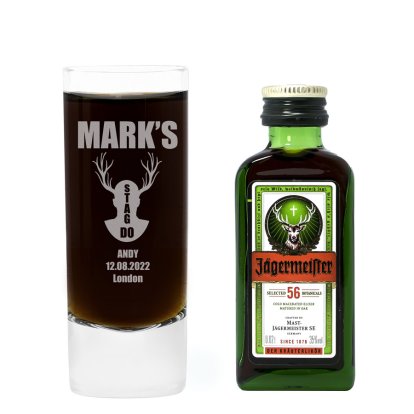 Personalised Stag Shot Glass and Mini Jagermeister