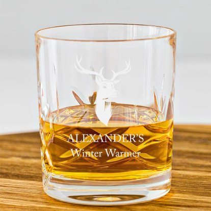 Personalised Stag Whisky Tumbler Glass