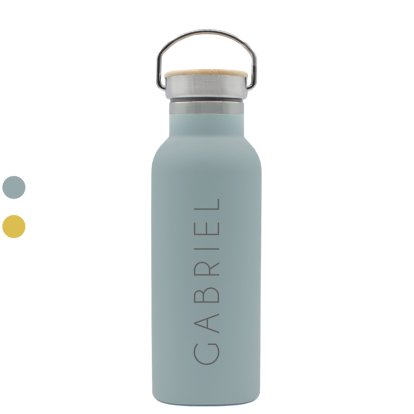 Personalised Stainless Steel & Bamboo Travel Bottle