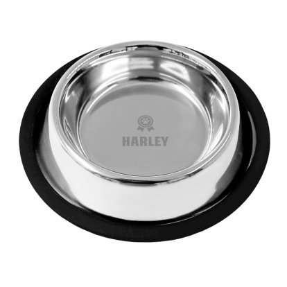 Personalised Stainless Steel Dog Bowl - Badge