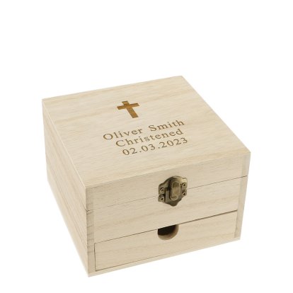 Personalised Storage Box - Christening Cross Design