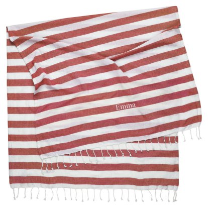Personalised Striped Adult Beach Towel - Ruby Red