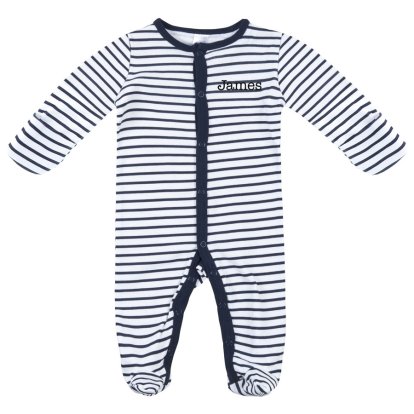 Personalised Striped Baby Sleepsuit