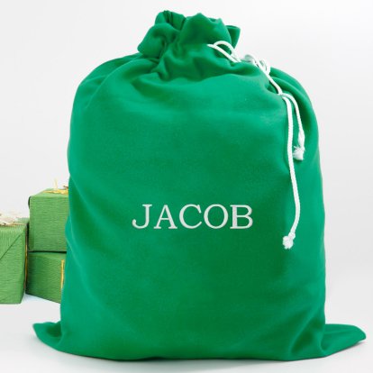 Personalised Embroidered Green Christmas Sack
