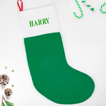 Personalised Embroidered Green Christmas Stocking