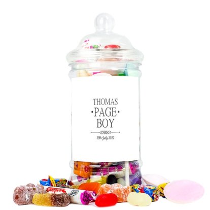 Personalised Sweets Jar for Page Boys - Mr and Mrs Range 