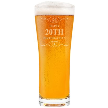 Personalised Tall Pint Glass - Age Birthday