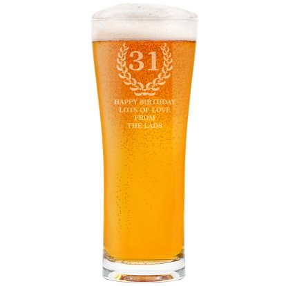 Personalised Tall Pint Glass - Age Crest