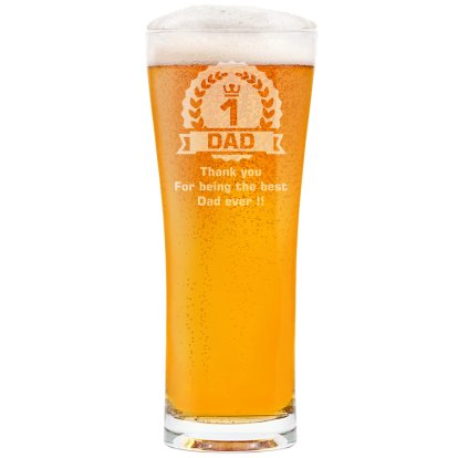 Personalised Tall Pint Glass - Badge with Message