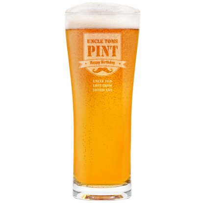 Personalised Tall Pint Glass - Classic Badge