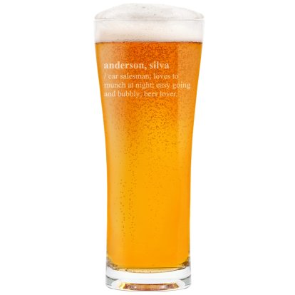 Personalised Tall Pint Glass - Definition