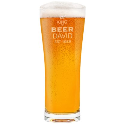 Personalised Tall Pint Glass - King of Beer