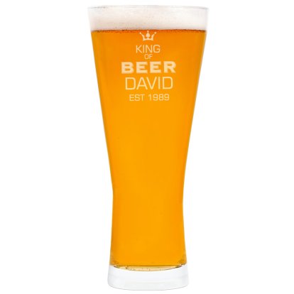 Personalised Tall Pint Glass - King of Beer