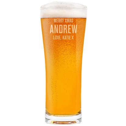 Personalised Tall Pint Glass - Message