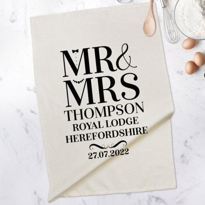 Personalised Tea Towel - Elegant Wedding Design