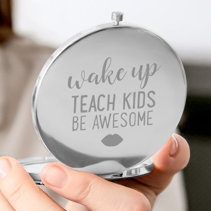 Personalised Teacher Compact Mirror - Be Awesome 