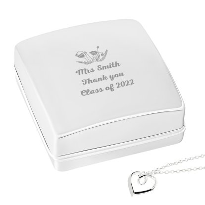 Personalised Teacher Heart Necklace with Box