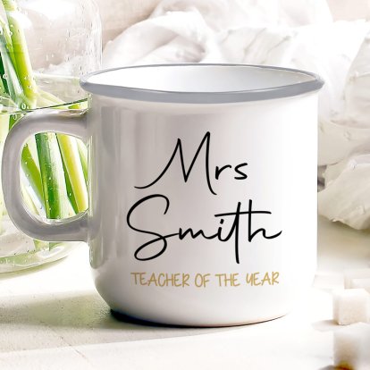 Personalised Teachers Enamel Mug Photo 2