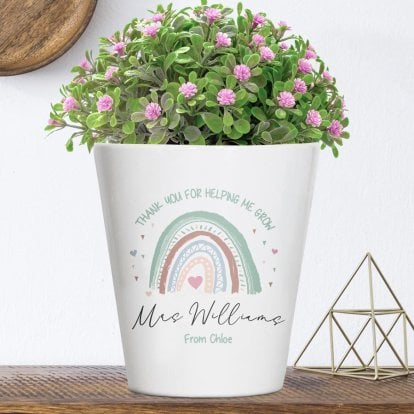 Personalised Teachers Rainbow Plant Pot