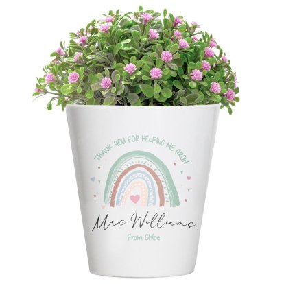Personalised Teachers Rainbow Plant Pot