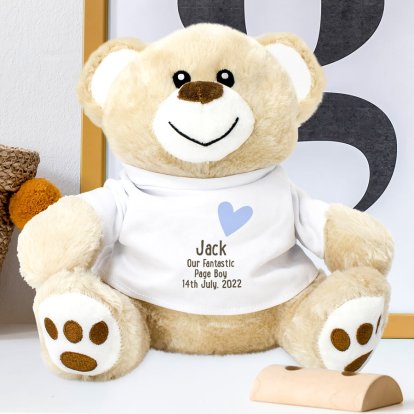 Personalised Teddy Bear - Blue Heart & Message