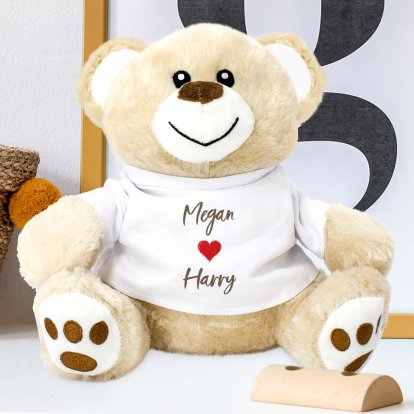 Personalised Teddy Bear -  Names & Heart Photo 2