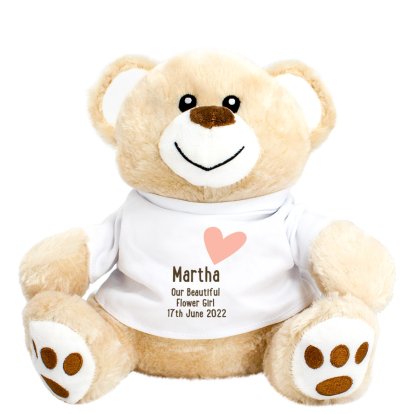 Personalised Teddy Bear - Pink Heart & Message