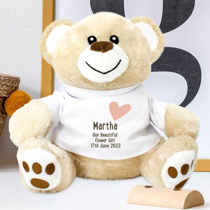 Personalised Teddy Bear - Pink Heart & Message