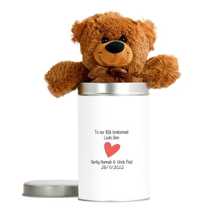 Personalised Teddy in a Tin - Heart Design