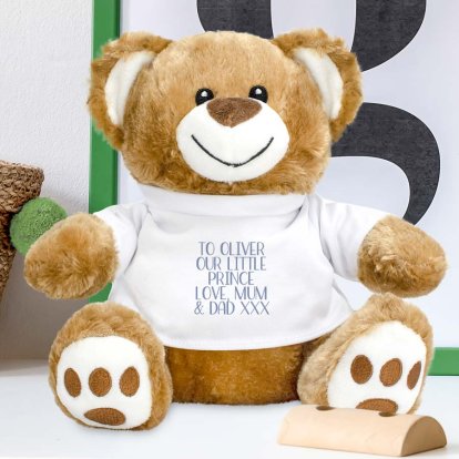 Personalised Teddy Message Bear - Blue