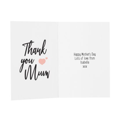 Personalised Thank You Message Card with Hearts