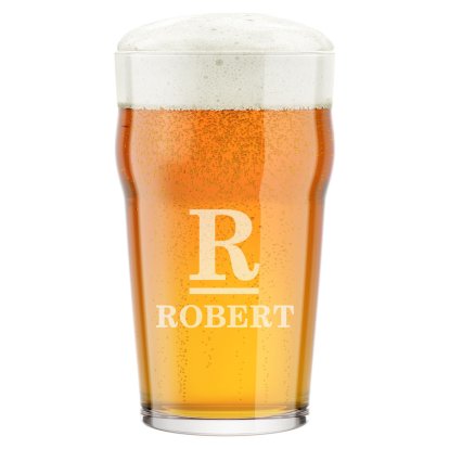 Personalised Traditional Pint Glass - Big Initial 