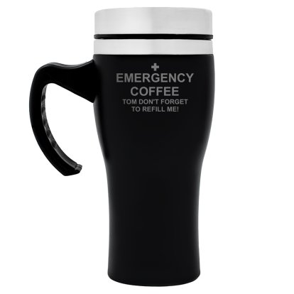 Personalised Travel Mug with Handle - Emergency Drink