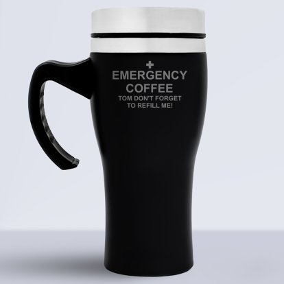Personalised Travel Mug with Handle - Emergency Drink
