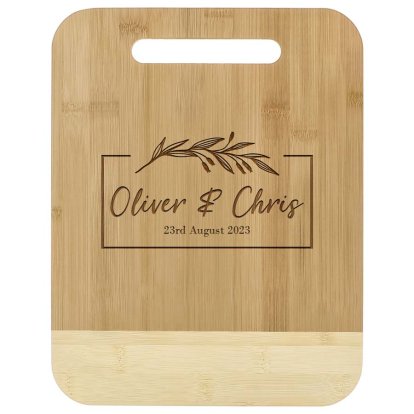 Personalised Two Tone Bamboo Chopping Board for Anniversary Couples